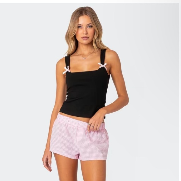 Edikted Tops - Edikted Black Tank Top with Pink Accents